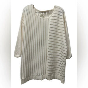 Wynne Layers Women’s Off-White Semi Sheer Striped Blouse - Size L
